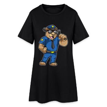 Bär Polizist Schlagstock Polizei - Frauen T-Shirt-Kleid - Schwarz - Vorne