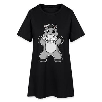 Esel - Frauen T-Shirt-Kleid - Schwarz - Vorne