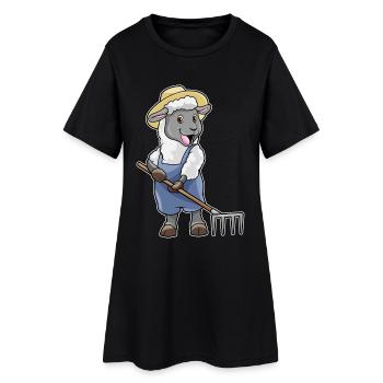 Schaf Landwirt Harke Bauernhof - Frauen T-Shirt-Kleid - Schwarz - Vorne