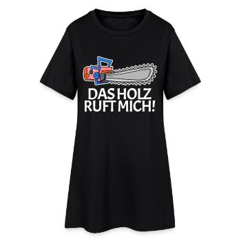 Das Holz ruft mich Kettensäge - Frauen T-Shirt-Kleid - Schwarz - Vorne