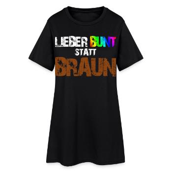 Lieber Bunt Statt Braun - Frauen T-Shirt-Kleid - Schwarz - Vorne