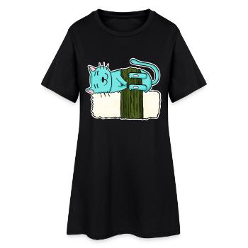 Chat Sushi japonais manger Japon Amour de chat - Robe T-shirt Femme - noir - Devant