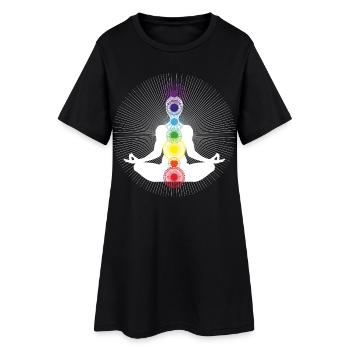 yoga chakra blanc om énergie zen arc en ciel - Robe T-shirt Femme - noir - Devant