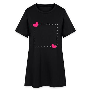 Cadre coeur ligne ornement - Robe T-shirt Femme - noir - Devant