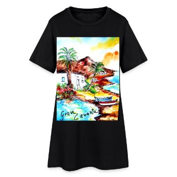 EG Urlaub I Gran Canaria I Insel I Geschenkidee - Frauen T-Shirt-Kleid - Schwarz - Vorne