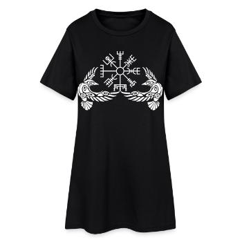 Corbeaux blancs et boussole viking - Robe T-shirt Femme - noir - Devant