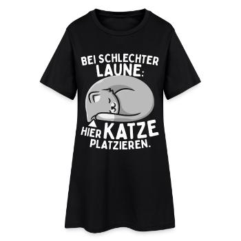Bei Schlechter Laune Hier Katze Platzieren Katzen - Frauen T-Shirt-Kleid - Schwarz - Vorne