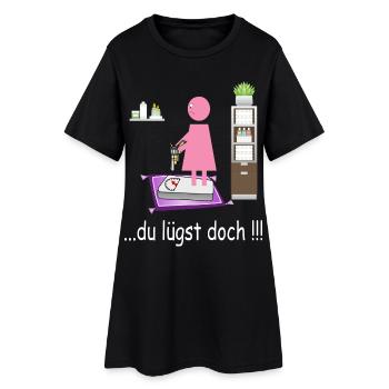 Lustiges Badezimmer Bild - Frauen T-Shirt-Kleid - Schwarz - Vorne