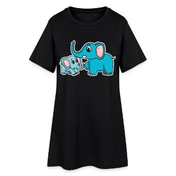 Éléphant avec enfant - Éléphant avec bébé - Robe T-shirt Femme - noir - Devant