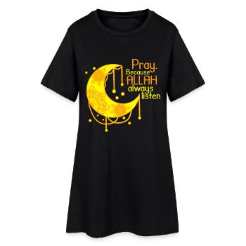 Islam Shirt Halbmond Spruch Allah - Frauen T-Shirt-Kleid - Schwarz - Vorne