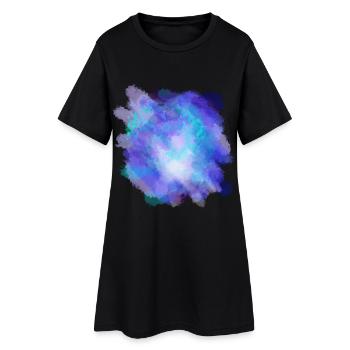 Watercolor Purple Turquoise Azure Illustration - Women’s T-Shirt Dress - black - Front