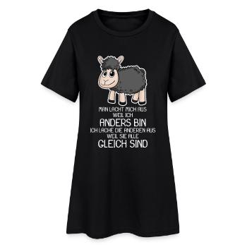 Schwarzes Schaf lustiger Spruch - Frauen T-Shirt-Kleid - Schwarz - Vorne