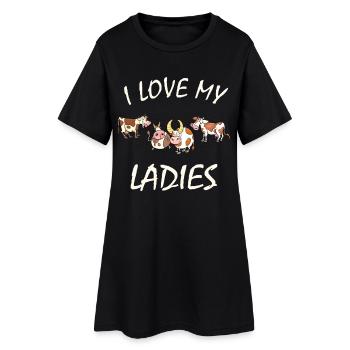 Vaches - J’aime mes dames, fermière, passionnée de bétail - Robe T-shirt Femme - noir - Devant