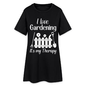 I love gardening it's my therapy - Frauen T-Shirt-Kleid - Schwarz - Vorne