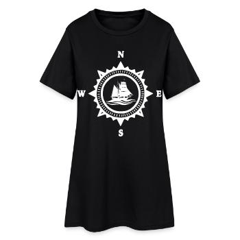 Das weiße Boot und der Kompass - Frauen T-Shirt-Kleid - Schwarz - Vorne
