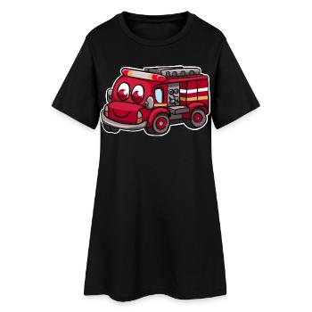 Camions de pompiers - Robe T-shirt Femme - noir - Devant