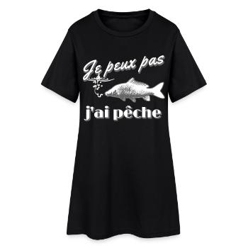 Je peux pas j'ai pêche à la carpe hameçon bouchon - Robe T-shirt Femme - noir - Devant