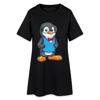 Pinguin Nerd Brille - Frauen T-Shirt-Kleid - Schwarz - Vorne