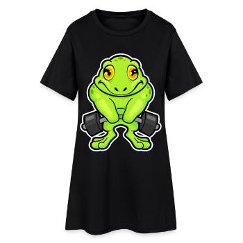 Frosch Bodybuilder Langhantel Bodybuilding - Frauen T-Shirt-Kleid - Schwarz - Vorne