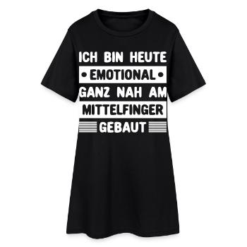 Ich bin emotional ganz nah am Mittelfinger gebaut - Frauen T-Shirt-Kleid - Schwarz - Vorne