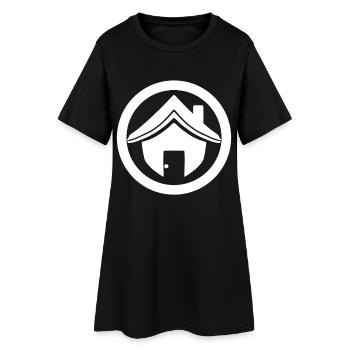 Haus Dach - Frauen T-Shirt-Kleid - Schwarz - Vorne