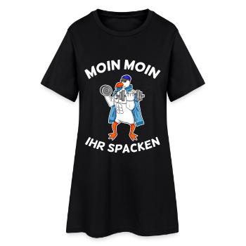 Moin Moin ihr Spacken Seemöwe Möwe Seemann Fitness - Frauen T-Shirt-Kleid - Schwarz - Vorne