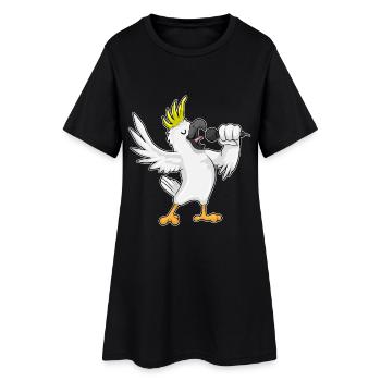 Papagei Sänger Mikrofon Singen - Frauen T-Shirt-Kleid - Schwarz - Vorne