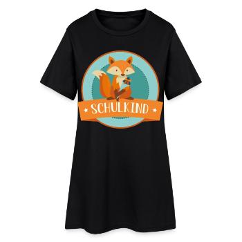 Schulkind - schlauer Fuchs - Schulbeginn - Frauen T-Shirt-Kleid - Schwarz - Vorne