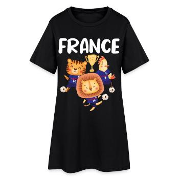 Fußballmannschaft Frankreich Bleu Blanc Rot Tiere - Frauen T-Shirt-Kleid - Schwarz - Vorne