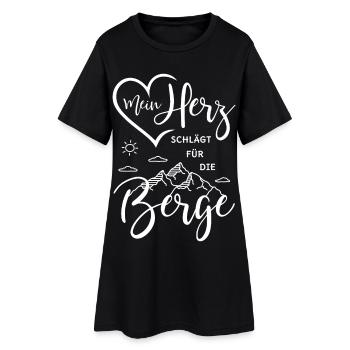 Wandern Berge Herzschlag Berg Fahrrad Mountainbike - Frauen T-Shirt-Kleid - Schwarz - Vorne