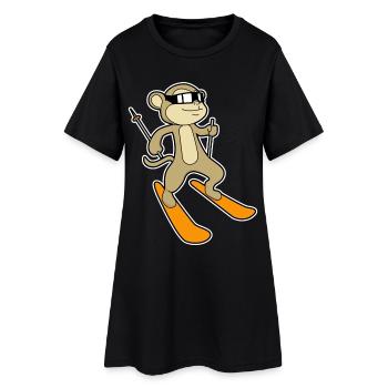 Ski Singe Skieur - Robe T-shirt Femme - noir - Devant