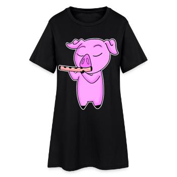 Le cochon joue de la flûte - Robe T-shirt Femme - noir - Devant