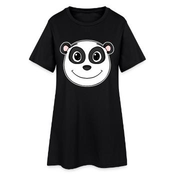 Panda - Frauen T-Shirt-Kleid - Schwarz - Vorne