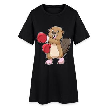 Beaver Boxer Gants de boxe Boxe Boxe - Robe T-shirt Femme - noir - Devant