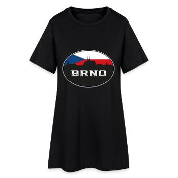 Brno Czechia Skyline Silhouette Tschechische Flagge Reisen - Frauen T-Shirt-Kleid - Schwarz - Vorne