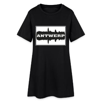 Antwerp Belgium Travel Souvenir Skyline Silhouette - Women’s T-Shirt Dress - black - Front