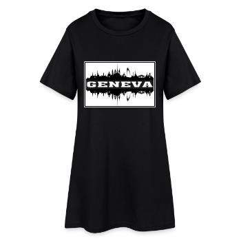 Genf Schweiz Reise Souvenir Skyline Silhoue - Frauen T-Shirt-Kleid - Schwarz - Vorne