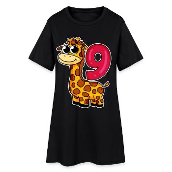 9 anniversaire Girafe - 9 ans - Robe T-shirt Femme - noir - Devant