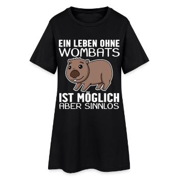 Wombat - Frauen T-Shirt-Kleid - Schwarz - Vorne