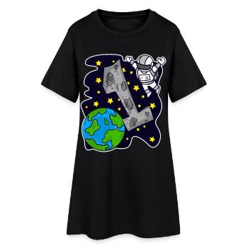 1 birthday astronaut boys children's birthday - Women’s T-Shirt Dress - black - Front