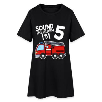 5. Anniversaire d’enfant - 5 ans - pompiers - Robe T-shirt Femme - noir - Devant