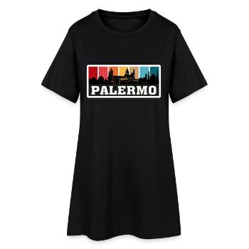 Palermo Italy Travel Souvenir Skyline Silhouette I - Women’s T-Shirt Dress - black - Front