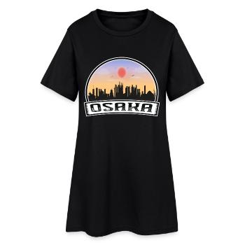 Osaka Japon Skyline Vintage Sunset Voyage Souvenir - Robe T-shirt Femme - noir - Devant