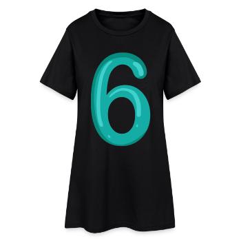 6 - Frauen T-Shirt-Kleid - Schwarz - Vorne