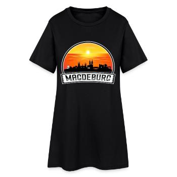 Magdeburg Germany Skyline Vintage Sunset Travel So - Women’s T-Shirt Dress - black - Front