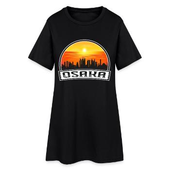 Osaka Japon Skyline Vintage Sunset Voyage Souvenir - Robe T-shirt Femme - noir - Devant