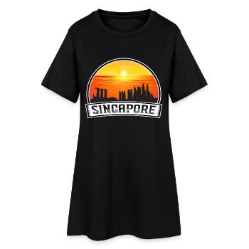 Singapour Singapour Skyline Vintage Sunset Voyage - Robe T-shirt Femme - noir - Devant