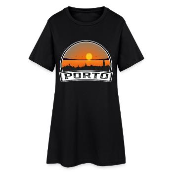Porto Portugal Skyline Vintage Sonnenuntergang Reise Souve - Frauen T-Shirt-Kleid - Schwarz - Vorne