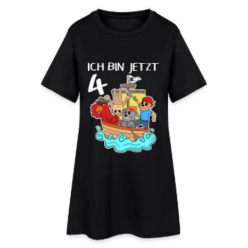 4. Geburtstag Geburtstagskind Piratenschiff - Frauen T-Shirt-Kleid - Schwarz - Vorne