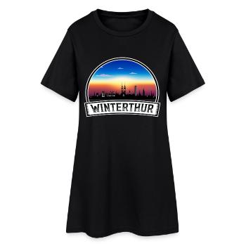 Winterthur Schweiz Skyline Vintage Sonnenuntergang Trav - Frauen T-Shirt-Kleid - Schwarz - Vorne